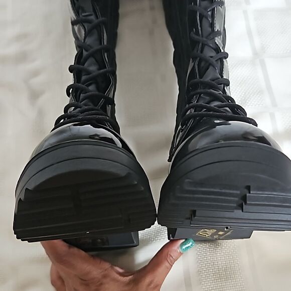 Aldo Women's Laralima Tall Quilted Lace-Up Faux Fur Trim Waterproof Boots 6 Blac - Picture 12 of 16